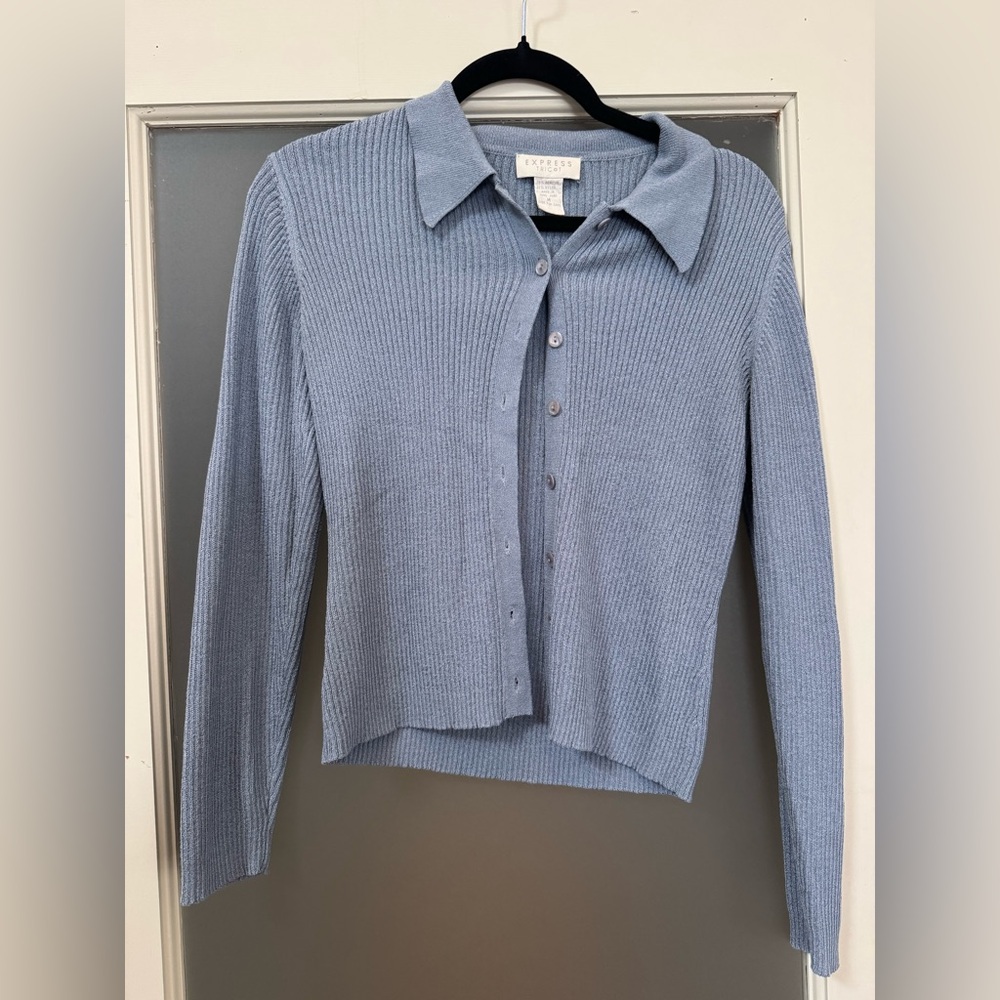 Express Blue Ribbed Knit Sweater
